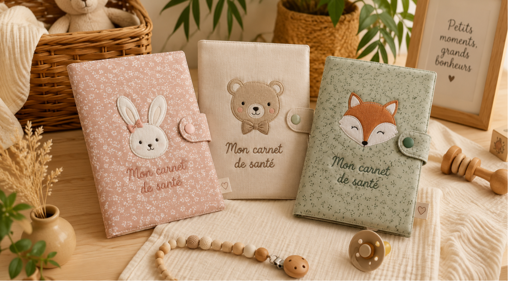 Protège-carnets de santé bébé personnalisés en tissu