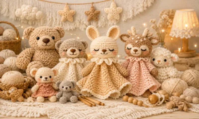 Doudous artisanaux au crochet et peluches dans une chambre d’enfant douce et poétique – Bouille de Laine