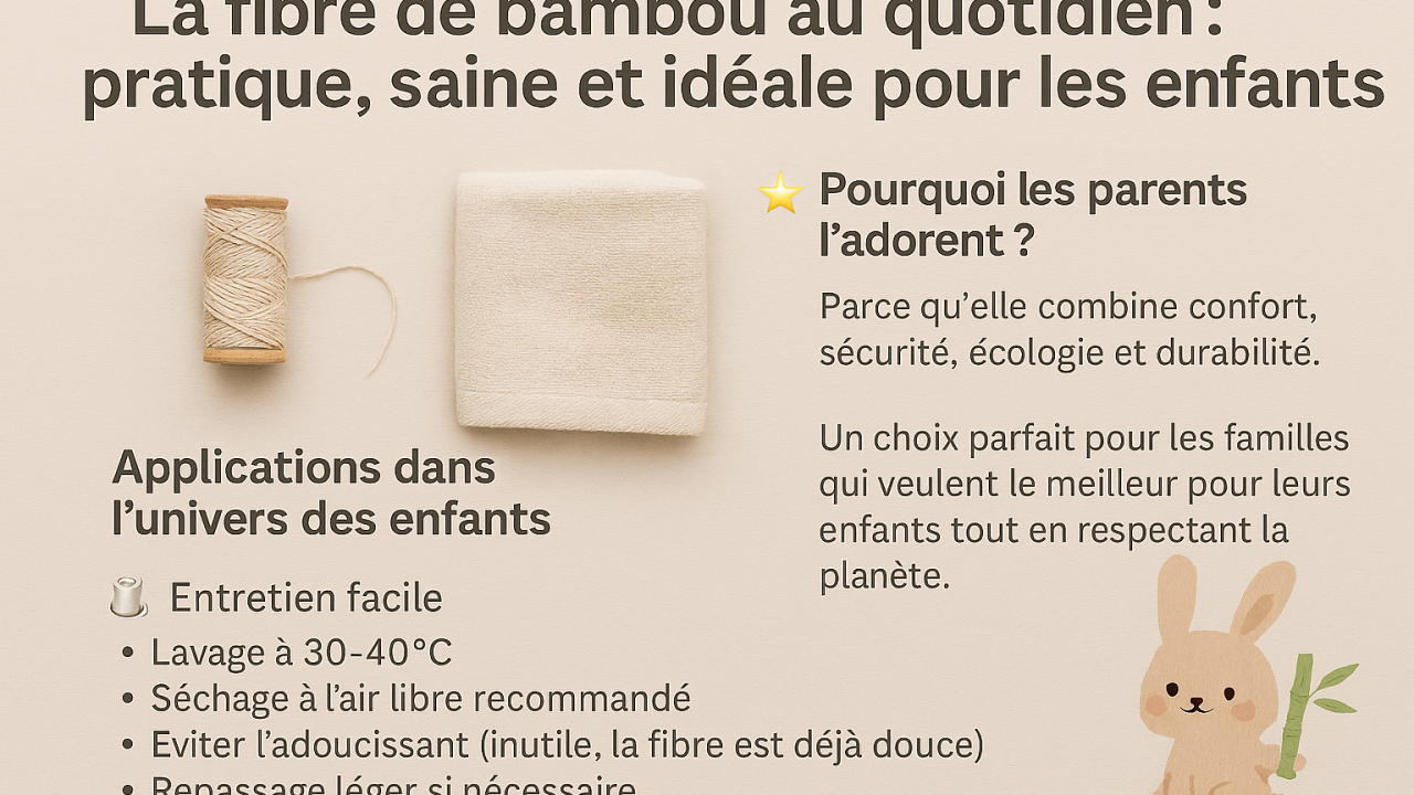 Illustration douce de vêtements et textiles en fibre de bambou pour enfants, ambiance naturelle et écologique