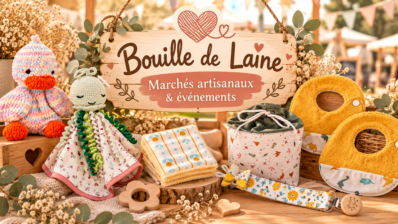 Marchés artisanaux et événements Bouille de Laine avec créations artisanales faites main