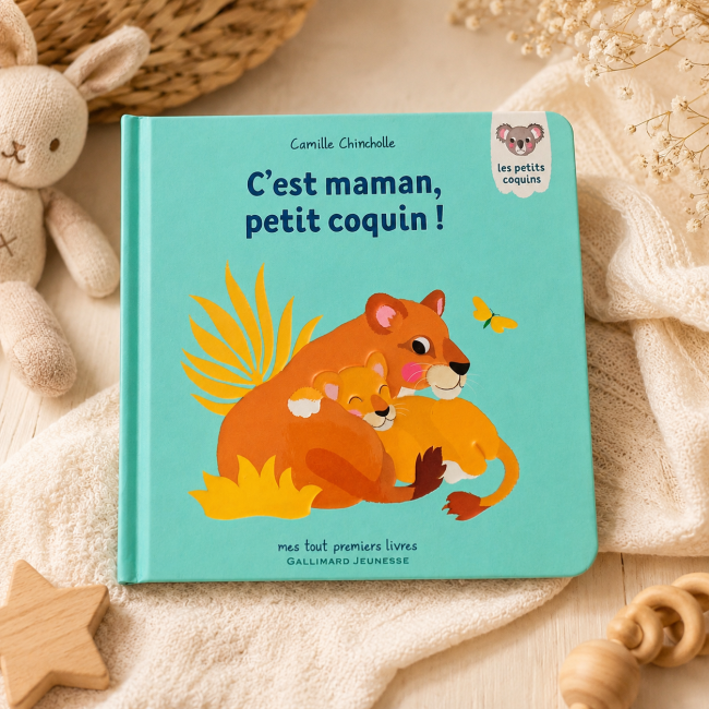 Couverture du livre bébé C’est maman petit coquin dans une décoration naturelle et douce