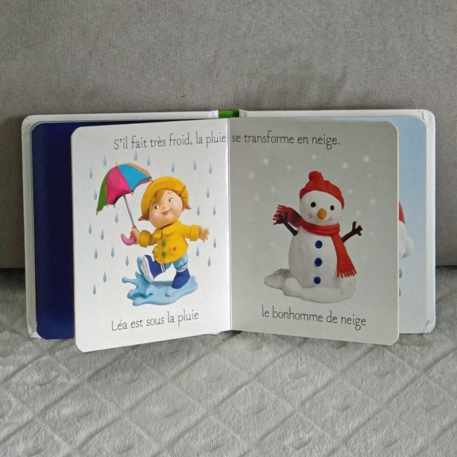 Pages intérieures du livre La Nature Fleurus, illustrations pluie et neige, très bon état