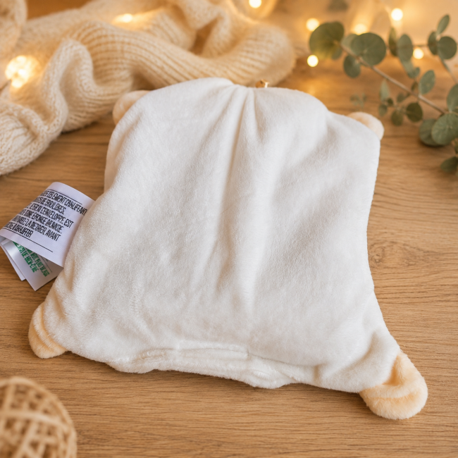 Dos du doudou bouillotte lapin Pelucho blanc neuf
