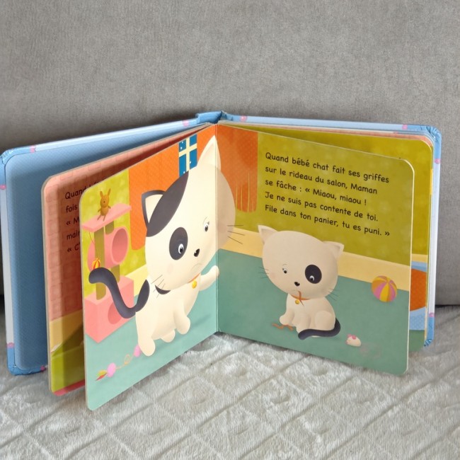 Pages du livre « les chats » – Mon petit bébé chat Pages intérieures du livre montrant les chats, illustrations propres et nettes.
