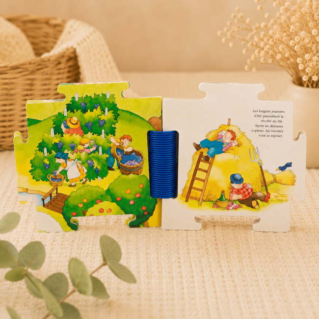 Livre puzzle éducatif sur le thème de la campagne Livre puzzle La campagne avec illustrations colorées de la vie à la ferme