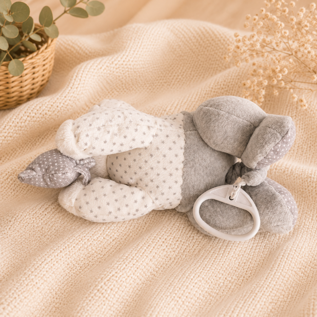 Doudou ours avec anneau de boîte à musique