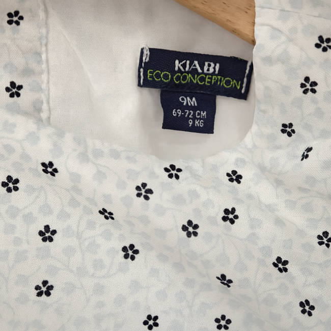 Étiquette vêtement bébé seconde main KIABI – taille 9 mois, éco-conception