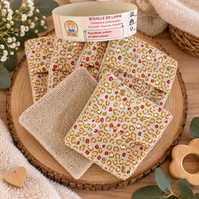 Lingettes lavables bébé et maman Lot de lingettes lavables artisanales pour bébé et maman à motif
