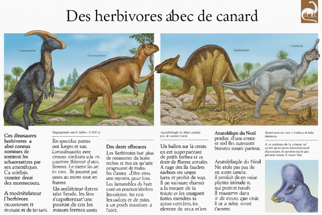 Extrait du livre Pages illustrées sur les dinosaures herbivores à bec de canard : Parasaurolophus, Edmontosaurus, Saurolophus, Tsintaosaurus