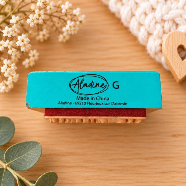 Tampon Aladine G avec logo de la marque et marquage