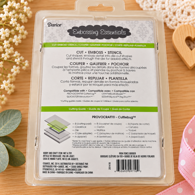 Dos de la matrice Darice avec instructions et compatibilités