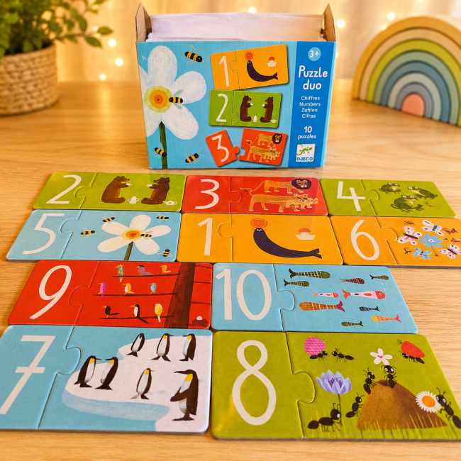 Puzzle Duo Chiffres DJECO avec les puzzles chiffres de 1 à 10 assemblés