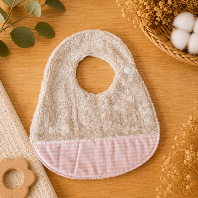 Gros plan sur la texture douce et moelleuse de la fibre de bambou d'un bavoir bébé