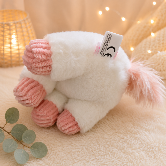 Peluche licorne blanche avec étiquette  CE