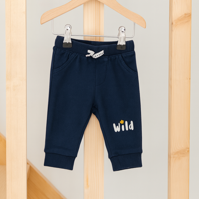 Pantalon bébé bleu marine avec imprimé 