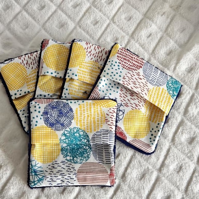 Lingettes démaquillantes lavables en bambou - motif mixte Lingettes démaquillantes lavables en fibre de bambou douce