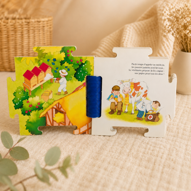 Illustrations du livre puzzle La campagne Pages illustrées du livre puzzle La campagne avec scènes de la ferme