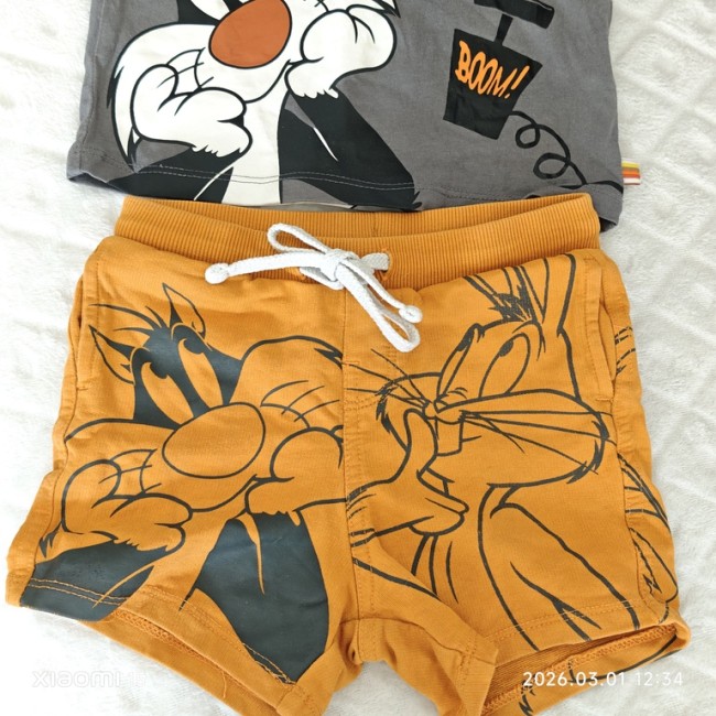ensemble Looney Tunes bébé 9‑12 mois t‑shirt Bugs Bunny et short Taz
