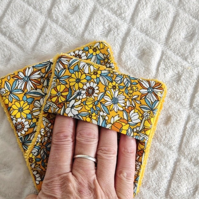 Lingette démaquillante lavable avec poche pour la main en fibre de bambou