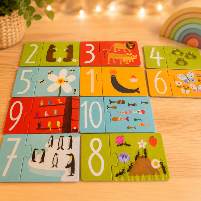 Détail des puzzles chiffres DJECO avec illustrations 1 à 10