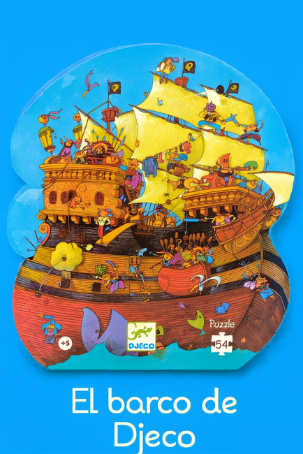 Boîte de puzzle Djeco “Le bateau de Barberousse” en forme de nuage, illustration pirate colorée