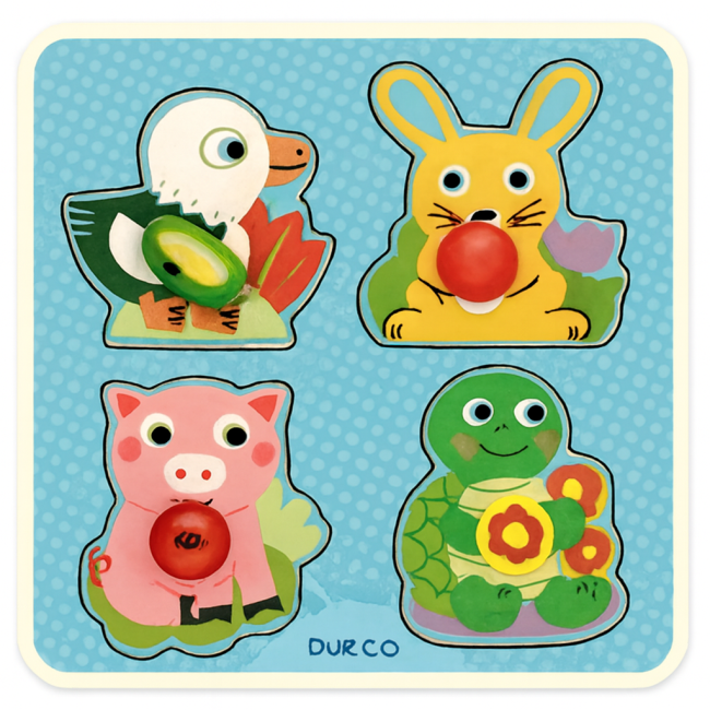 Plateau en bois du puzzle Croc-carrot DJECO – animaux colorés – seconde main