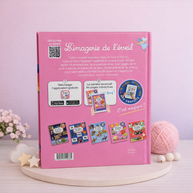 Couverture rose du livre L’imagerie de l’éveil avec illustrations éducatives