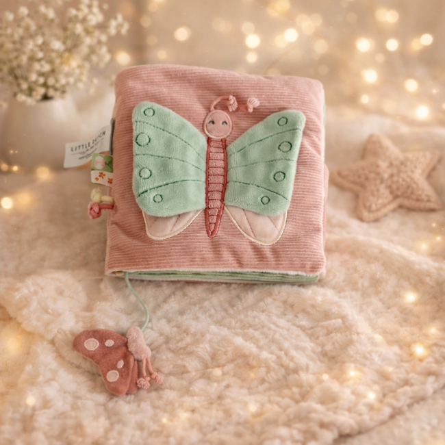 Livre d’éveil Little Dutch seconde main avec papillon rose et vert