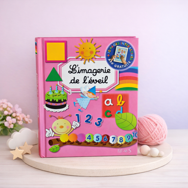 Dos du livre L’imagerie de l’éveil avec présentation de l’application interactive