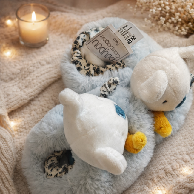 Chaussons koala Doudou et Compagnie – bleu pastel chaussons bébé bleus Doudou et Compagnie avec motif koala