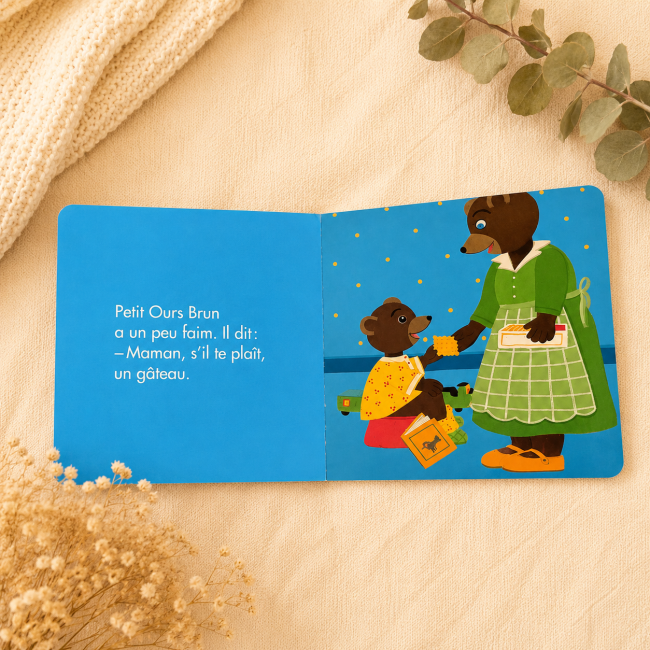 Illustration intérieure du livre Petit Ours Brun avec histoire autour de la propreté