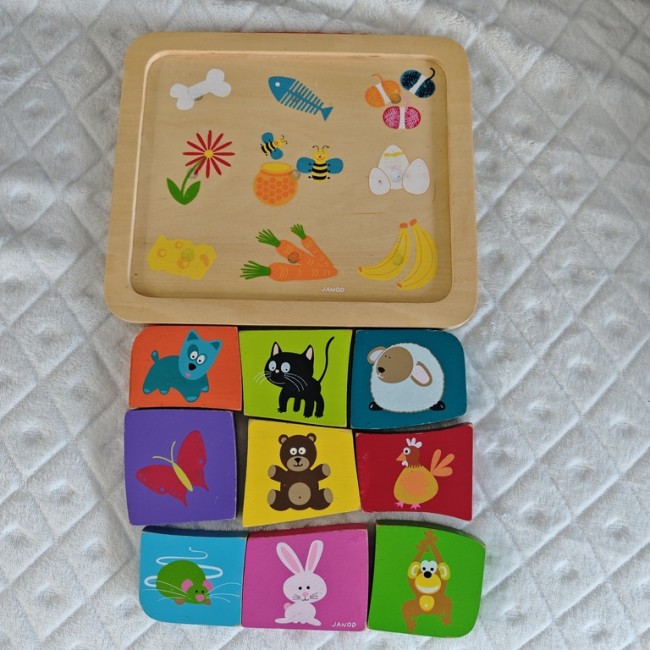 Puzzle Janod animaux en bois avec pièces colorées