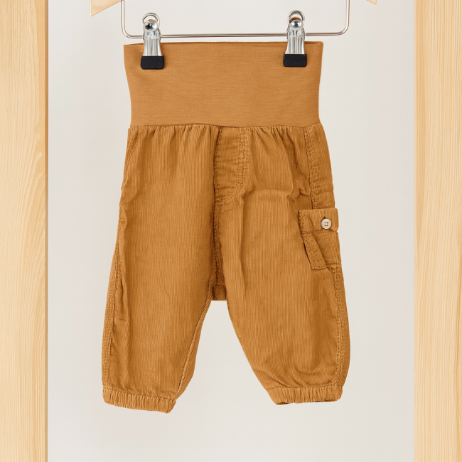 Pantalon bébé H&M brun en velours côtelé avec poche boutonnée sur la jambe droite