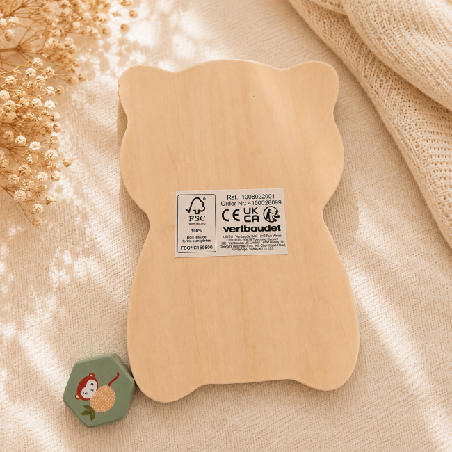 Puzzle bois bébé norme CE FSC Dos du puzzle en bois bébé avec certification FSC et norme CE