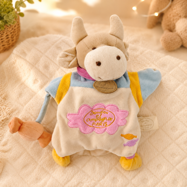 Marionnette vache Doudou et Compagnie Paris 25 cm de seconde main vue de face