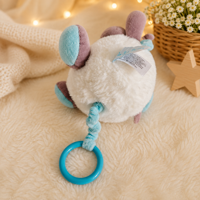 Hippopotame Baby Nat vu de dos avec cordon et anneau bleu