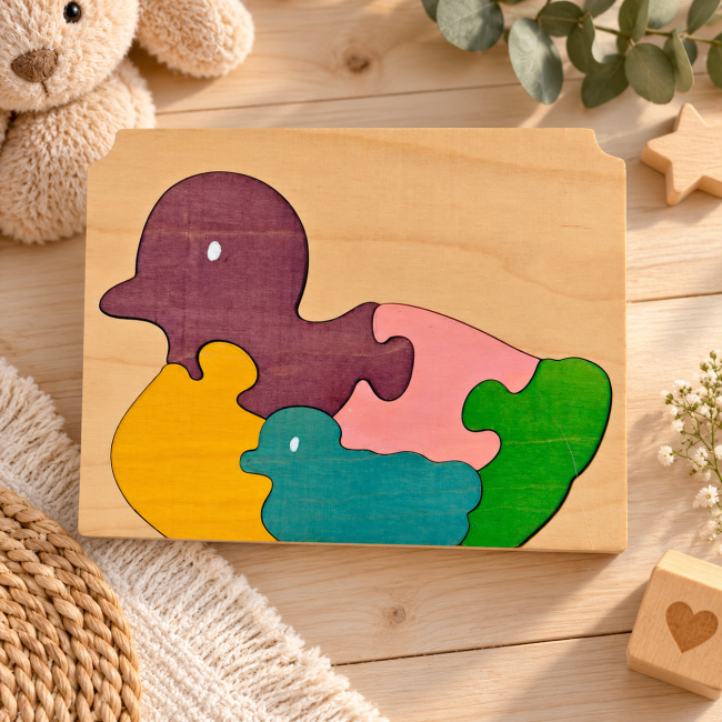 Puzzle en bois animaux colorés de seconde main