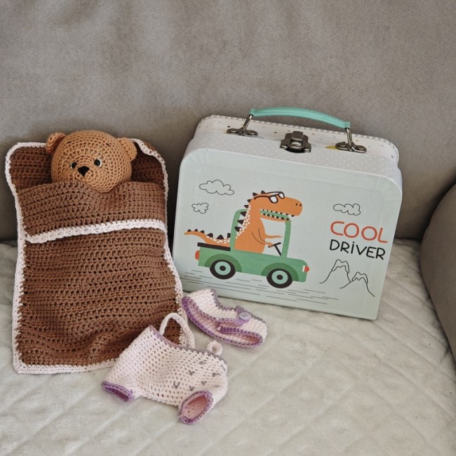 Couverture artisanale pour jouet enfant - Lit et couverture crochetés en coton pour doudou