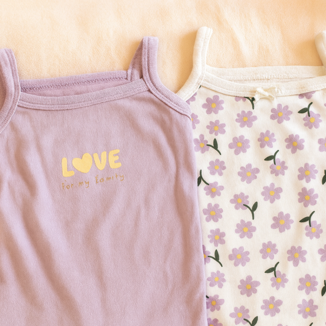 Bodys bébé fille 12M – message et fleur Body lavande avec texte LOVE et body fleur