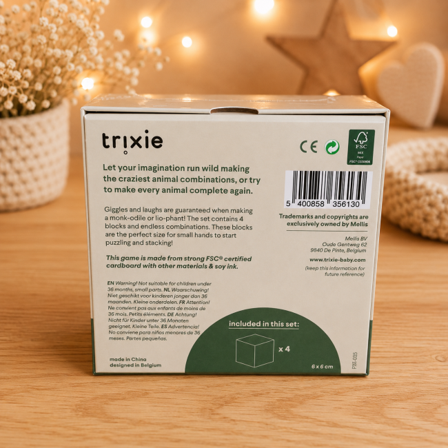 Informations et avertissements du Cube Puzzle Trixie 4 cubes