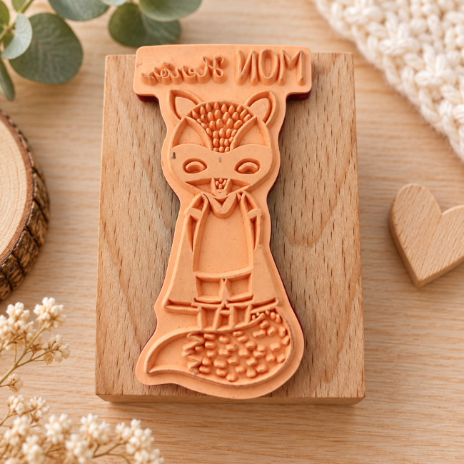 Tampon en bois seconde main Aladine motif renard Mon Héros