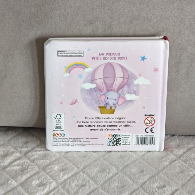 Pidrou retrouve sa maman – Quatrième de couverture Dos du livre « Pidrou retrouve sa maman » avec résumé, illustrations et informations d’édition.