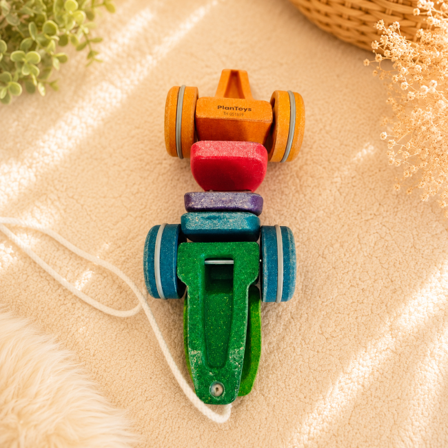 Dessous du crocodile à tirer PlanToys en bois