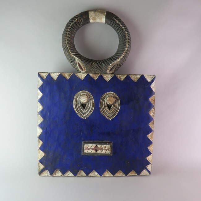 Vintage African horned wooden mask - BAULE Goli Kple Kple - Ivory Coast