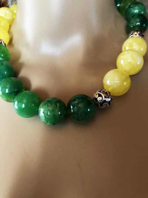 Bijou ambre, collier femme, bijoux gemme, collier ambre, ambre véritable, collier grosse perle en ambre, collier ambre jaune clair et vert