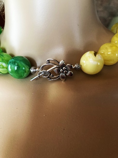 Bijou ambre, collier femme, bijoux gemme, collier ambre, ambre véritable, collier grosse perle en ambre, collier ambre jaune clair et vert