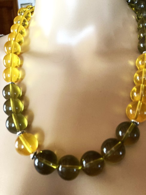 Ambre vert clair et ambre miel clair collier 60 cm perles de 16mm, Bijou femme, Ambre Bijoux marie c