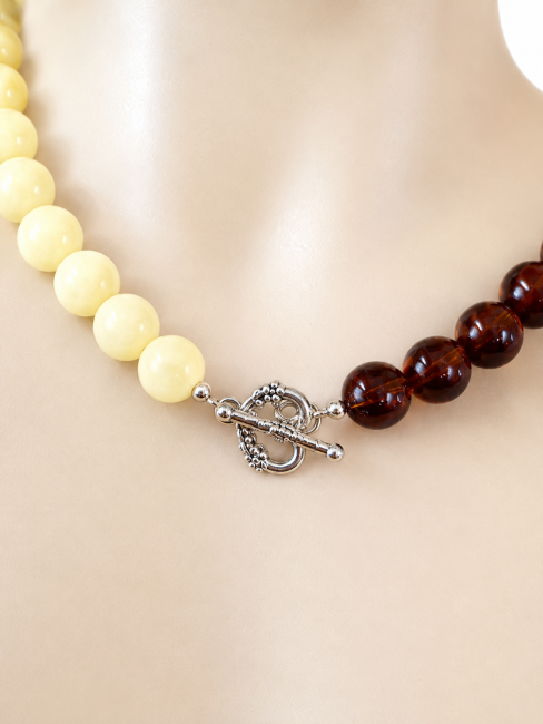 Bijou ambre, collier femme, bijoux gemme, collier ambre, ambre véritable, collier grosse perle en ambre, collier ambre jaune et cognac