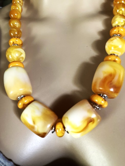 Ambre jaune miel superbe collier/sautoir 61 cm base très grosses perles 25/20mm et perles de 12mm bijou femme, bracelet ambre, boucles oreilles ambre, collier ambre, Ambre bijoux marie c