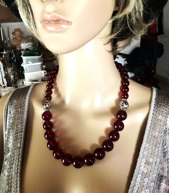Ambre brun rouge collier 54 cm perles de 16mm et perles de 12mm bijou femme, collier femme, bracelet , boucles oreilles,  Ambre Bijoux marie c